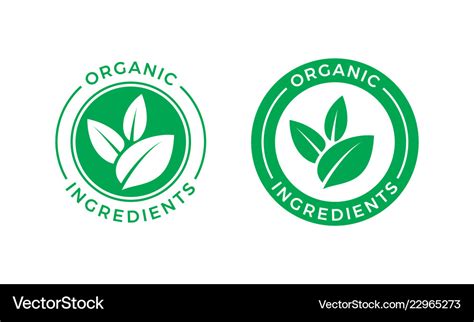 Organic ingredients green leaf label icon Vector Image