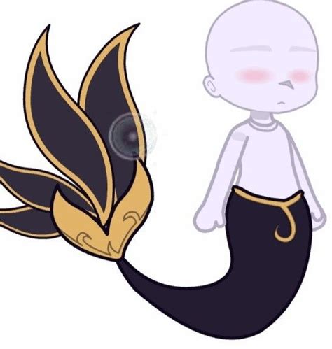 Mermaid Cartoon Character with Gold and Black Hair