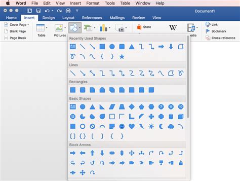 Inserting shapes into WORD doc - WORD for mac - Microsoft Community