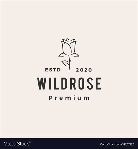 Wild rose flower hipster vintage logo icon Vector Image