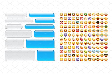 Blank message bubbles with emoji | Technology Illustrations ~ Creative ...