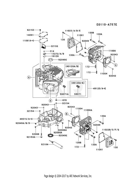 Kawasaki FR691V-DS00 4 Stroke Engine FR691V Parts Diagram for CYLINDER ...