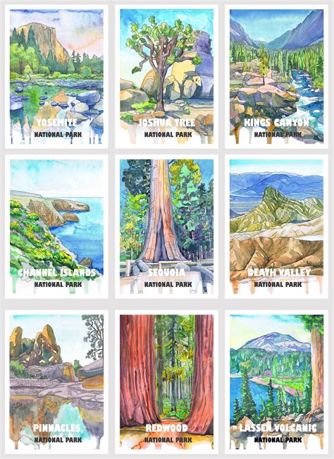 National Parks Postcard Set 12 Postcrossing Art Post Cards - Etsy