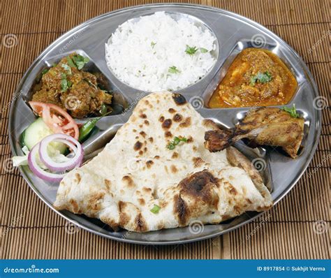 Punjabi Thali - Paratha Flatbread Served With Accompaniments Royalty-Free Stock Photography ...