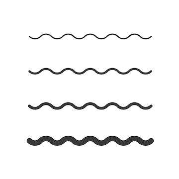 Línea ondulada en zigzag, diseño de decoración de elementos simples a gruesos o curva de ...