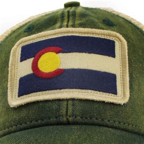 Colorado Flag Patch Trucker Hat, Green | S.L. Revival Co - Americana Clothing/State Flag Hats ...