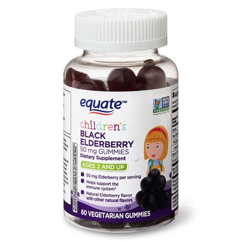 Equate Children's Black Elderberry Gummies, 50 mg, 60 ct - Walmart.com - Walmart.com