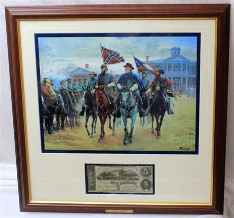 Mort Kunstler “LEGENDS IN GRAY” Framed Print w/1863 $5 CONFEDERATE NOTE ...