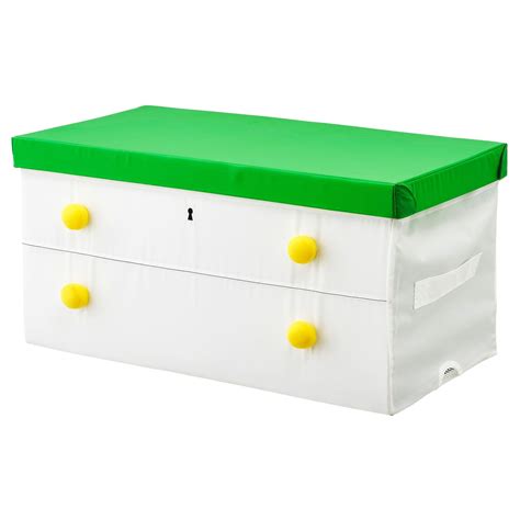 FLYTTBAR Box with lid - green, white 31x16 ½x16 ¼ " in 2020 | Toy trunk, Ikea, Box with lid