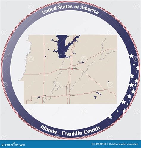 Map of Franklin County in Illinois Stock Vector - Illustration of ...