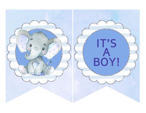 Blue Elephant Baby Shower Digital Banner Baby Shower Favors | Etsy