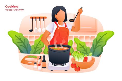 Cooking - Vector Illustration | Vector illustration, Cook illustration, Creative market