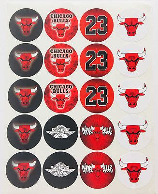 SET of 20- 2" CHICAGO BULLS ADHESIVE STICKERS.Make Cupcake Toppers!! | eBay