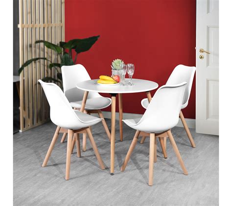 Table À Manger Blanche 4 Places Ronde Bois 80*80 Scandinave - Table BUT