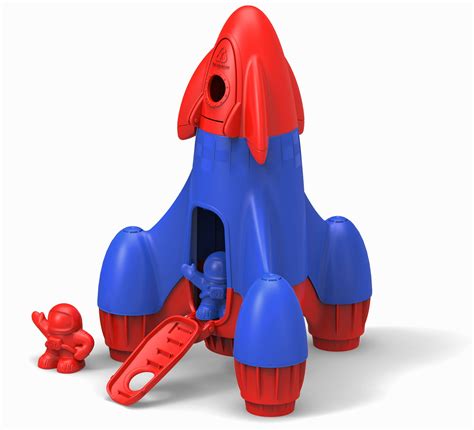 Green Toys Rocket with 2 Astronauts Toy Vehicle Playset, Red/Blue ...