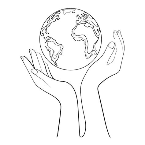 Premium Vector | Line drawing hands holding Earth globe conceptual illustration.Save planet ...