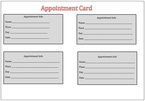 Printable Appointment Reminder Cards Template Free - Printable Word Searches