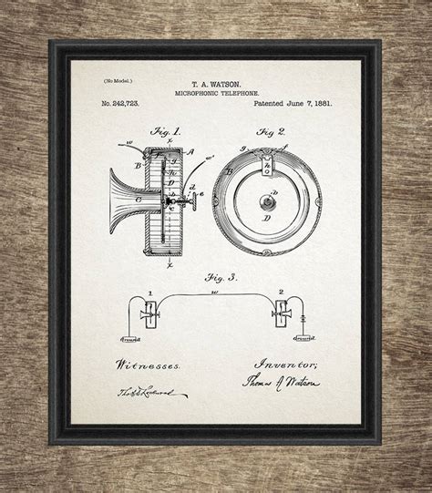 Telephone Patent Set of 6 Prints Telephone Wall Decor - Etsy