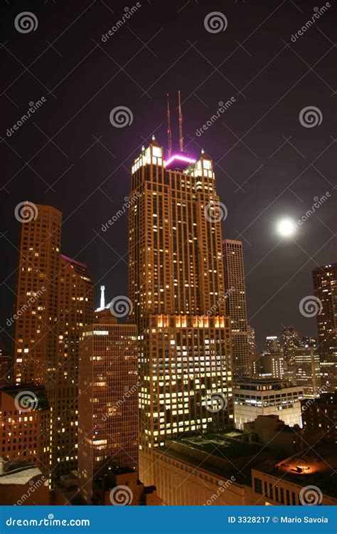 Chicago aerial night view stock image. Image of skyline - 3328217