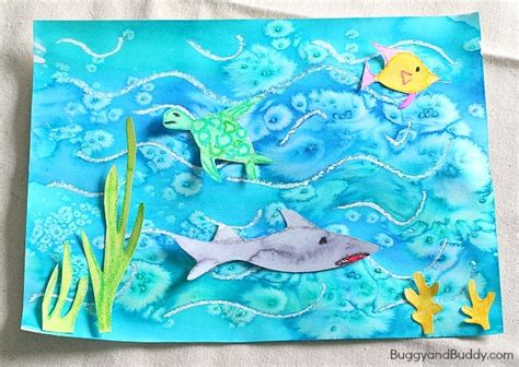 Cool Ocean Art Project for Kids Using Salt and Watercolor Paint - Buggy ...