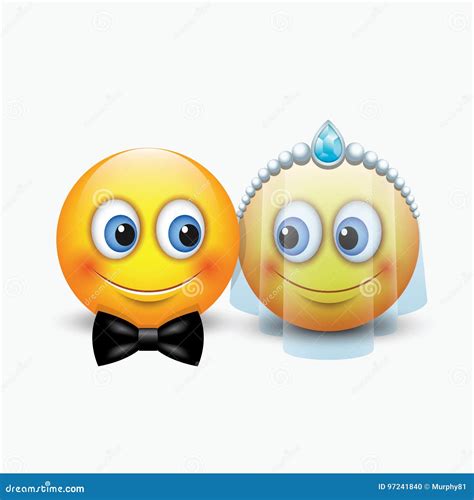 Cute Couple of Emoticons Getting Married - Emoji - Vector Illustration ...