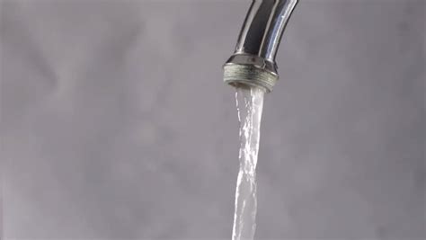 Clear Running Tap Water Flowing Down Grey Surface Stock Footage Video ...