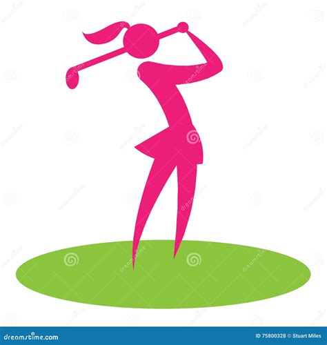 Golf Swing Woman Shows Female Player and Hobby Stock Illustration ...