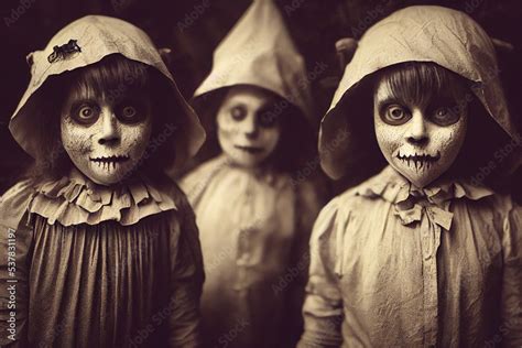 1900 vintage close up photography of children with creepy Halloween ...