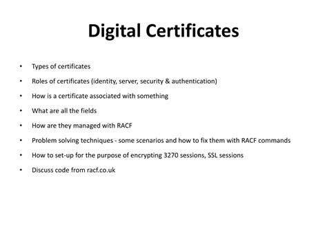 PPT - Digital Certificates Principles of operation PowerPoint ...