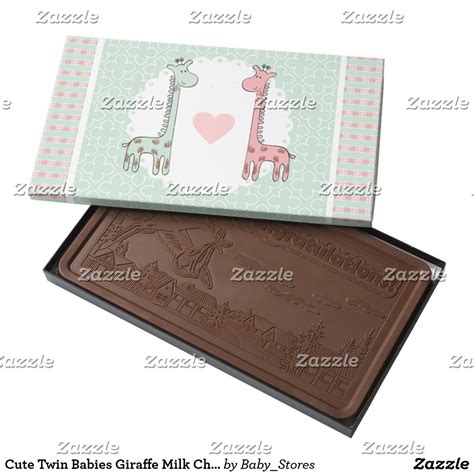 Cute Twin Babies Giraffe Milk Chocolate 2 LB Bar | Baby shower ...