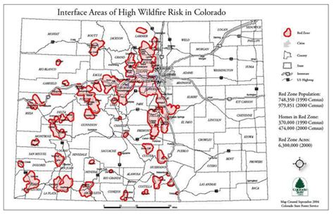 Interface Areas of High Wildfire Risk zones in Colorado [40] | Download ...