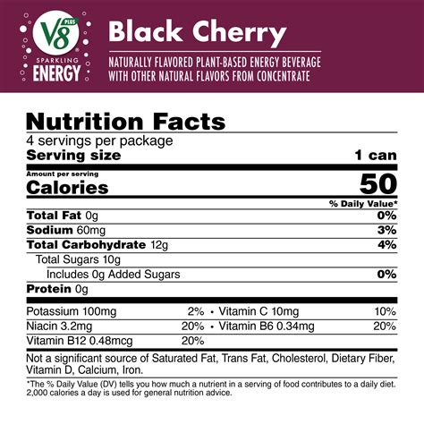 V8 SPARKLING +ENERGY Black Cherry Energy Drink, 11.5 fl oz Can (Pack of ...