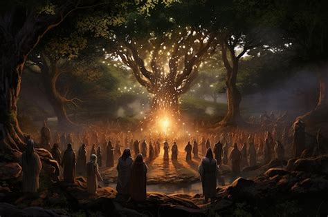 Premium AI Image | Mystical Enclave Druidic Rituals Amidst Nature's ...