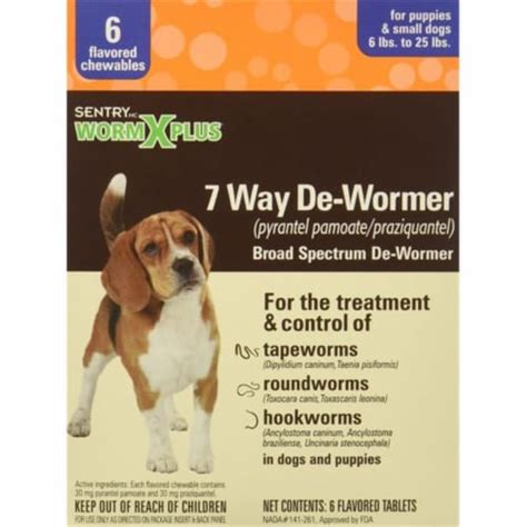 Sergeants Pet Care Products 239164 Worm X Plus 7 Way Dewormer Small Dogs - 6 Count, 6 - Fred Meyer