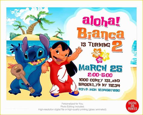 Free Lilo and Stitch Invitation Template Of Lilo and Stitch Stitch ...