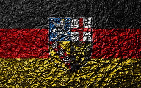 Flag of Saarland stone texture, waves texture, Saarland flag, German state, Saarland, HD ...