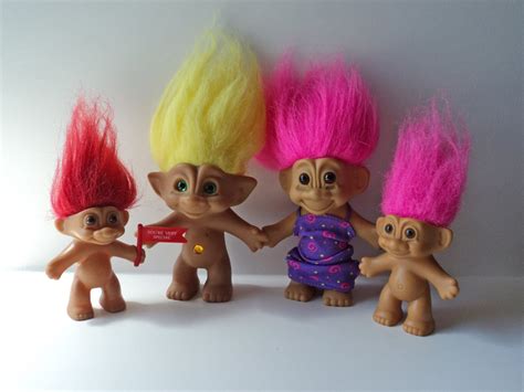 Trolls Dolls 90's Vintage Set of 4 Jewel Belly