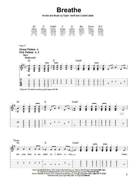 Breathe by Taylor Swift - Easy Guitar Tab - Guitar Instructor