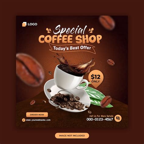 Coffee shop social media banner design template | Premium PSD File