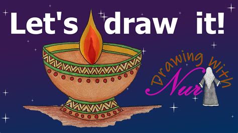 Diya Drawing/How to draw diya step by step easily/Diwali special ...