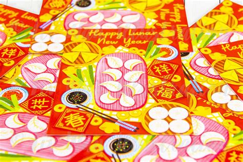 Happy Lunar New Year Dumplings Postcard - Chinese New Year Postcard