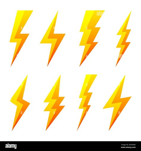 Yellow lightning bolt icons isolated on white background. Flash symbol ...