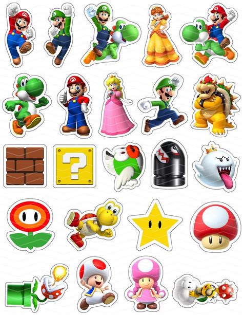 23 Afdrukbare Super Mario Cupcake Topper Instant Download | Etsy in 2021 | Mario ...