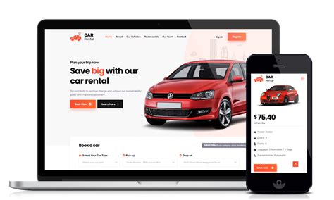 Car Rental Website Design For HQ Rental Software | Caribonix