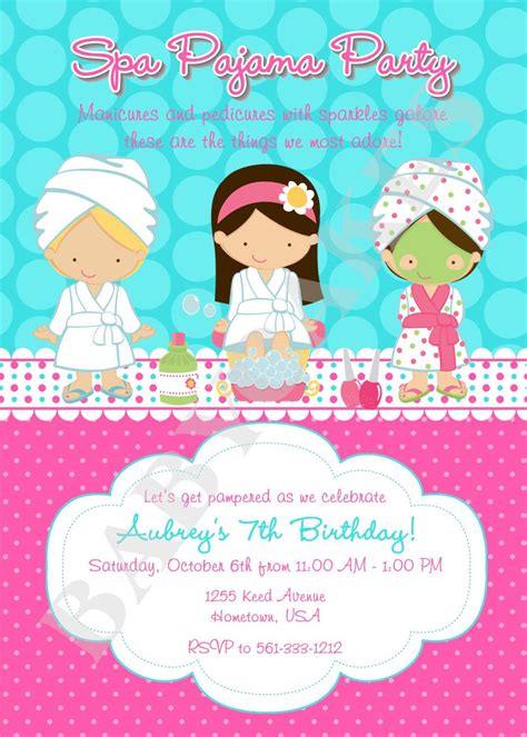 Sleepover Spa Party birthday invitation invite CHOOSE YOUR | Etsy | Spa party invitations, Spa ...