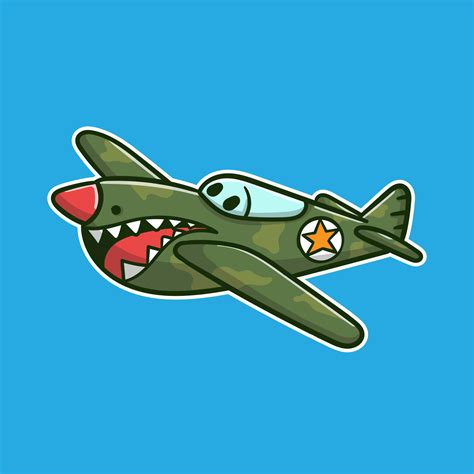 cute cartoon war plane vector illustration good for sticker and ...