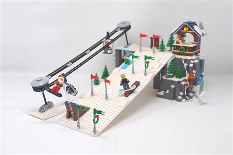 I made a Winter Village Ski Slope with working ski lift! : lego