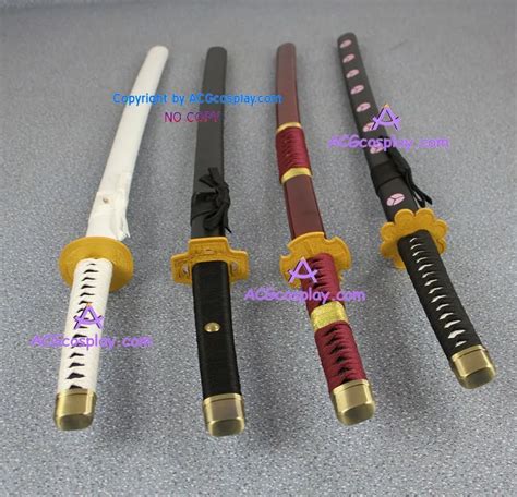 One Piece Roronoa Zoro 4 sets swords cosplay props High Quality WOOD made 40" ACGcosplay-in ...