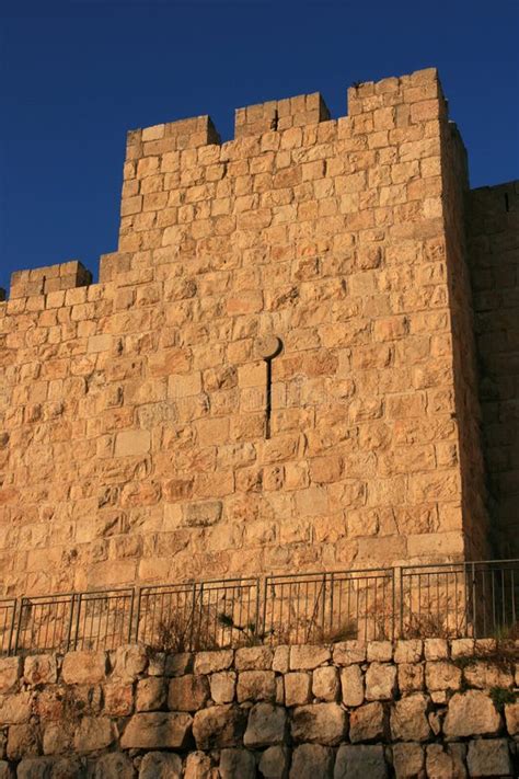 City wall of Old Jerusalem stock image. Image of protection - 55428615