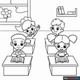 Kids In Classroom Cartoon Coloring Page  Easy Drawing Guides sketch template